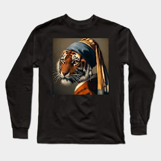 Wildlife Conservation - Pearl Earring Tiger Meme Long Sleeve T-Shirt